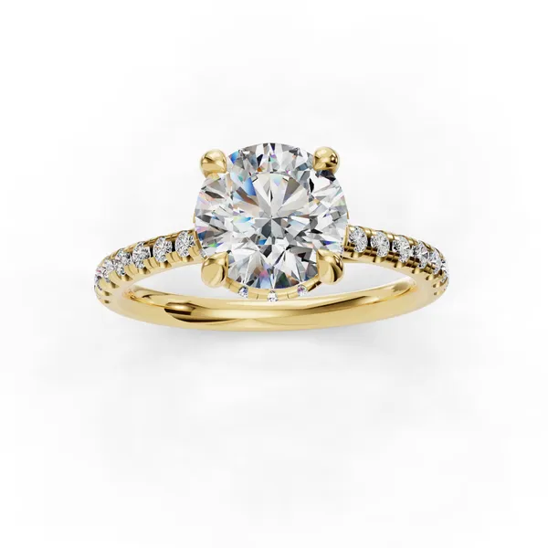 18K Yellow Gold Round Engagement Ring Setting Image 4 SVS Fine Jewelry Oceanside, NY