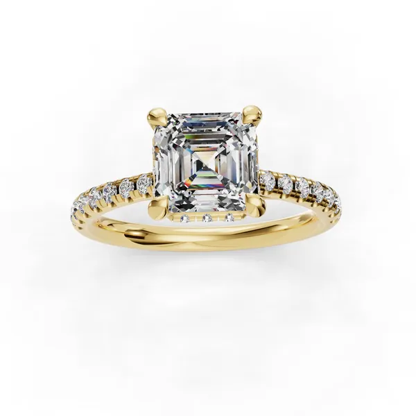 18K Yellow Gold Asscher Engagement Ring Setting Image 4 SVS Fine Jewelry Oceanside, NY