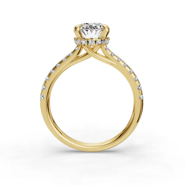 18K Yellow Gold Oval Engagement Ring Setting Image 2 SVS Fine Jewelry Oceanside, NY