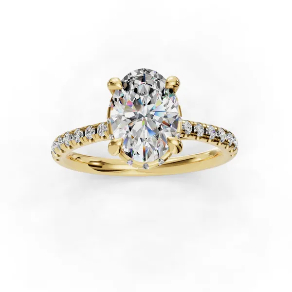 18K Yellow Gold Oval Engagement Ring Setting Image 4 SVS Fine Jewelry Oceanside, NY