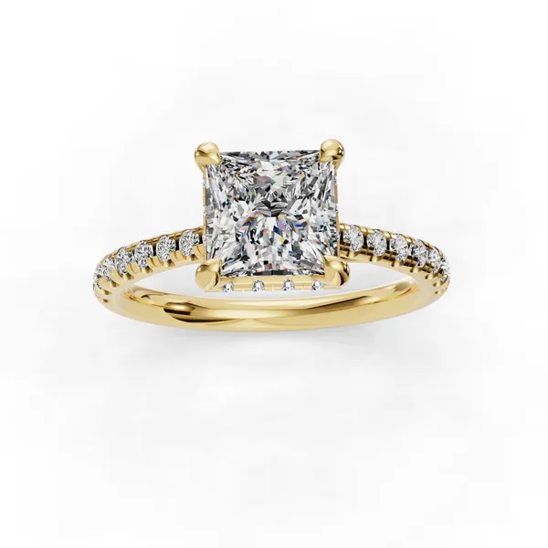 18K Yellow Gold Princess Engagement Ring Setting Image 4 SVS Fine Jewelry Oceanside, NY