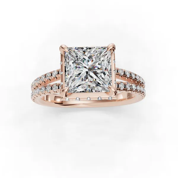 14K Rose Gold Princess Engagement Ring Setting Image 4 SVS Fine Jewelry Oceanside, NY