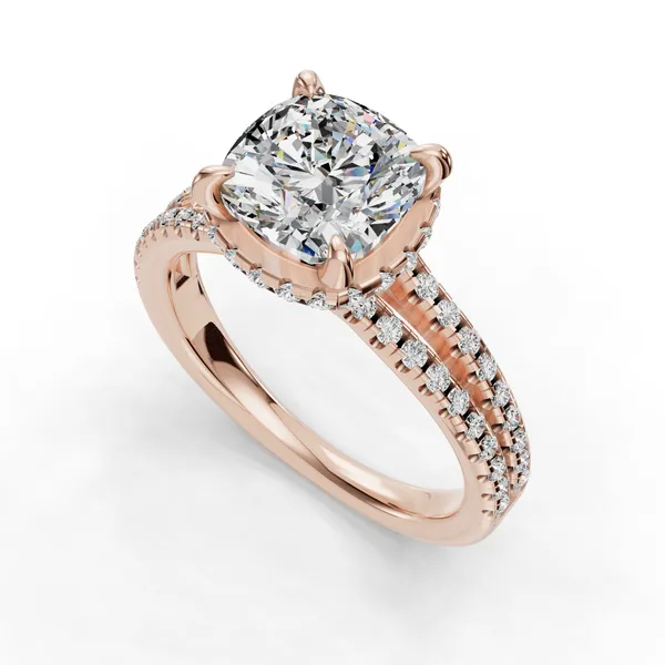 14K Rose Gold Cushion Engagement Ring Setting SVS Fine Jewelry Oceanside, NY