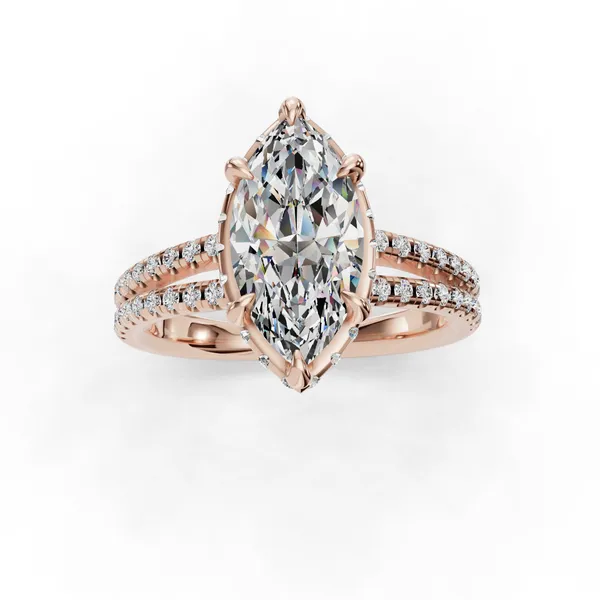 14K Rose Gold Marquise Engagement Ring Setting Image 4 SVS Fine Jewelry Oceanside, NY