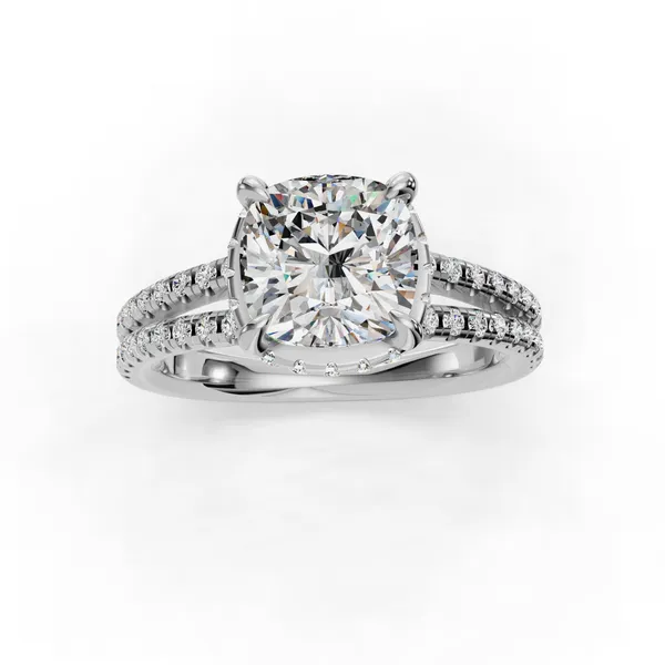 14K White Gold Cushion Engagement Ring Setting Image 4 SVS Fine Jewelry Oceanside, NY