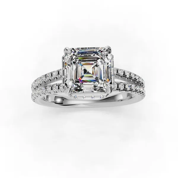 14K White Gold Asscher Engagement Ring Setting Image 4 SVS Fine Jewelry Oceanside, NY