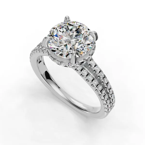 14K White Gold Round Engagement Ring Setting SVS Fine Jewelry Oceanside, NY