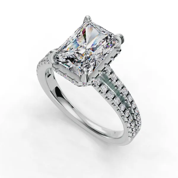 14K White Gold Radiant Engagement Ring Setting SVS Fine Jewelry Oceanside, NY