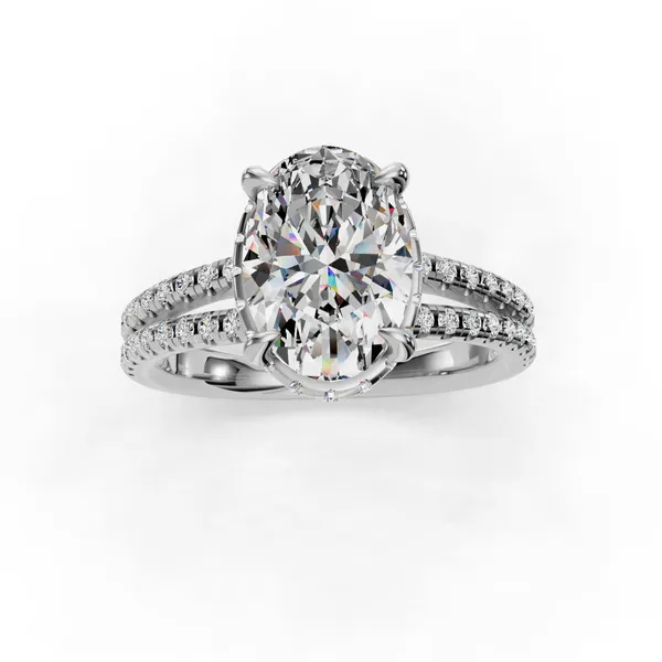 14K White Gold Oval Engagement Ring Setting Image 4 SVS Fine Jewelry Oceanside, NY