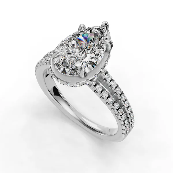14K White Gold Pear Engagement Ring Setting SVS Fine Jewelry Oceanside, NY