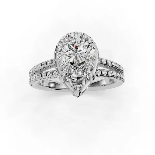 14K White Gold Pear Engagement Ring Setting Image 4 SVS Fine Jewelry Oceanside, NY