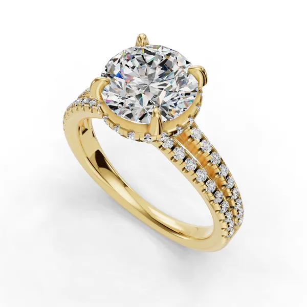 14K Yellow Gold Round Engagement Ring Setting SVS Fine Jewelry Oceanside, NY