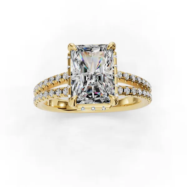 14K Yellow Gold Radiant Engagement Ring Setting Image 4 SVS Fine Jewelry Oceanside, NY