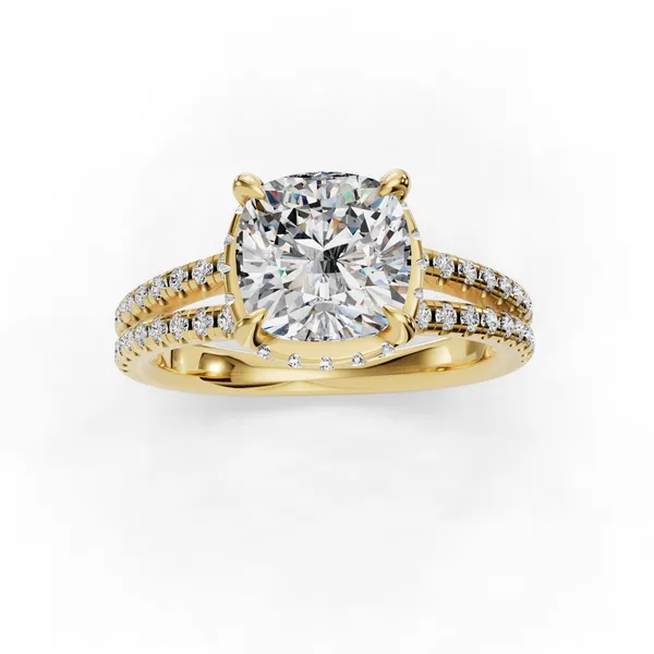 14K Yellow Gold Cushion Engagement Ring Setting Image 4 SVS Fine Jewelry Oceanside, NY