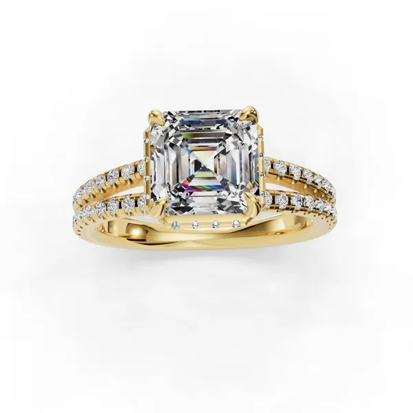 14K Yellow Gold Asscher Engagement Ring Setting Image 3 SVS Fine Jewelry Oceanside, NY