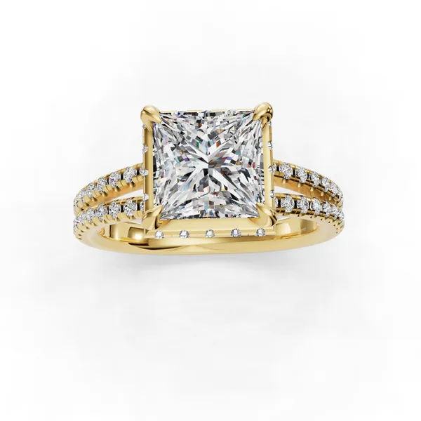 14K Yellow Gold Princess Engagement Ring Setting Image 4 SVS Fine Jewelry Oceanside, NY