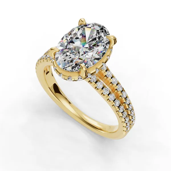 14K Yellow Gold Oval Engagement Ring Setting SVS Fine Jewelry Oceanside, NY