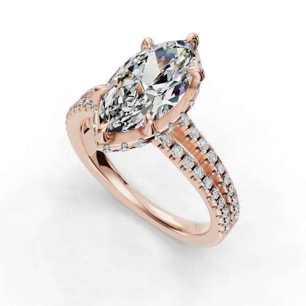 18K Rose Gold Marquise Engagement Ring Setting SVS Fine Jewelry Oceanside, NY