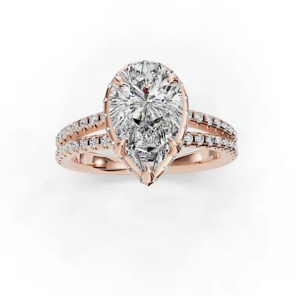 18K Rose Gold Pear Engagement Ring Setting Image 4 SVS Fine Jewelry Oceanside, NY