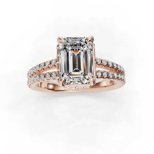 18K Rose Gold Emerald Engagement Ring Setting Image 4 SVS Fine Jewelry Oceanside, NY