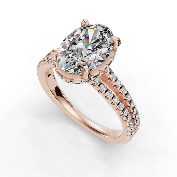 18K Rose Gold Oval Engagement Ring Setting SVS Fine Jewelry Oceanside, NY