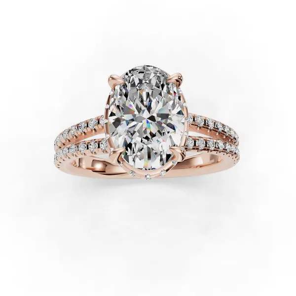 18K Rose Gold Oval Engagement Ring Setting Image 4 SVS Fine Jewelry Oceanside, NY