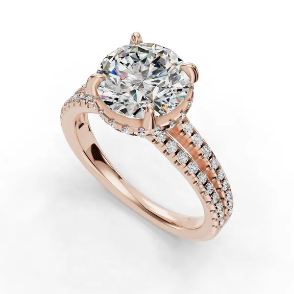 18K Rose Gold Round Engagement Ring Setting SVS Fine Jewelry Oceanside, NY