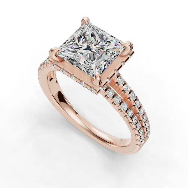 18K Rose Gold Princess Engagement Ring Setting SVS Fine Jewelry Oceanside, NY