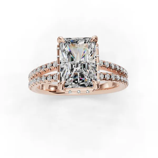 18K Rose Gold Radiant Engagement Ring Setting Image 4 SVS Fine Jewelry Oceanside, NY