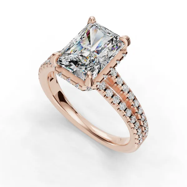 18K Rose Gold Radiant Engagement Ring Setting SVS Fine Jewelry Oceanside, NY