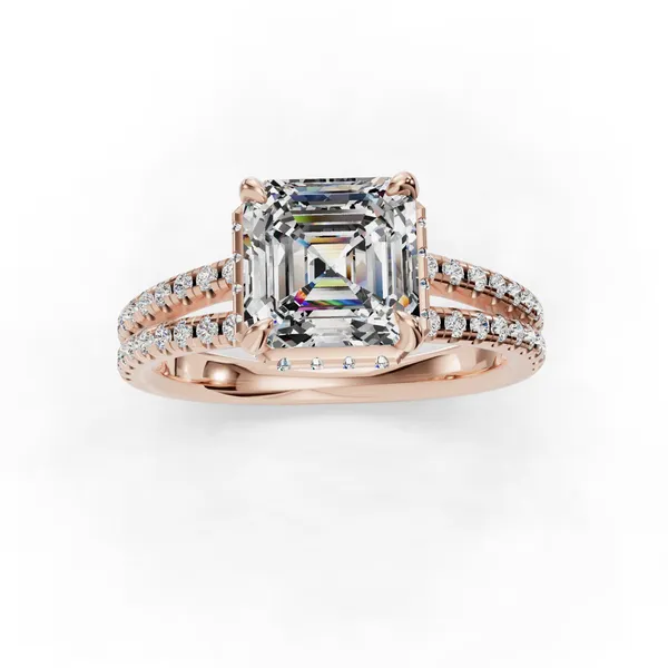18K Rose Gold Asscher Engagement Ring Setting Image 4 SVS Fine Jewelry Oceanside, NY