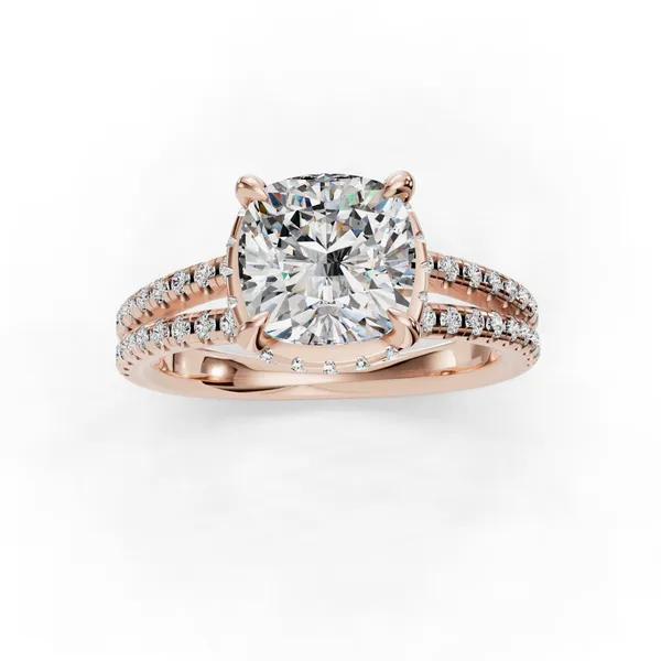 18K Rose Gold Cushion Engagement Ring Setting Image 4 SVS Fine Jewelry Oceanside, NY