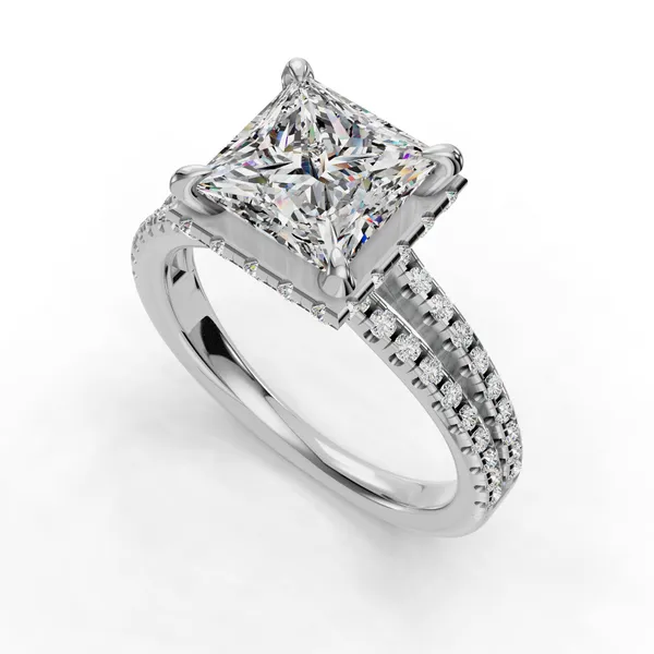 18K White Gold Princess Engagement Ring Setting SVS Fine Jewelry Oceanside, NY