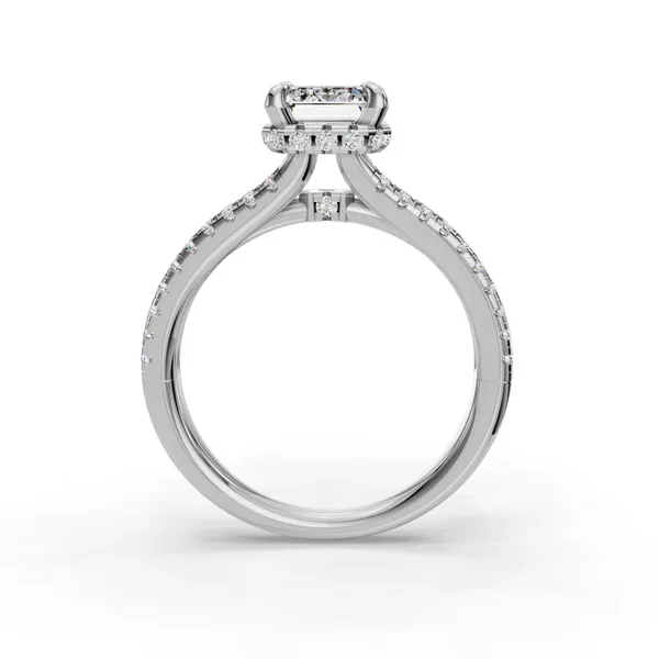 18K White Gold Emerald Engagement Ring Setting Image 2 SVS Fine Jewelry Oceanside, NY