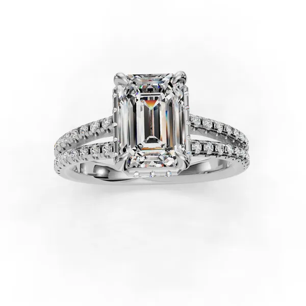 18K White Gold Emerald Engagement Ring Setting Image 4 SVS Fine Jewelry Oceanside, NY