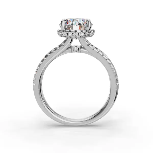 Platinum Round Engagement Ring Setting Image 2 SVS Fine Jewelry Oceanside, NY