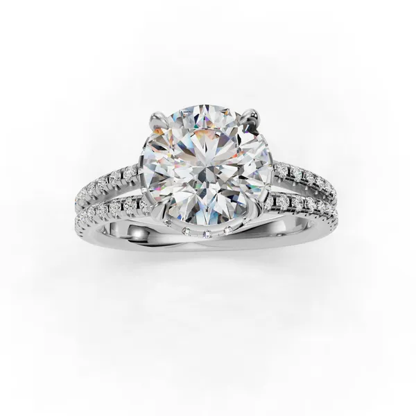 Platinum Round Engagement Ring Setting Image 4 SVS Fine Jewelry Oceanside, NY