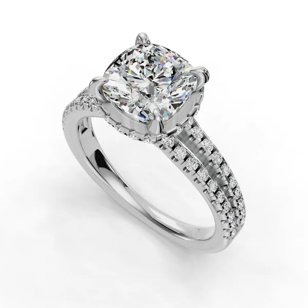 Platinum Cushion Engagement Ring Setting SVS Fine Jewelry Oceanside, NY
