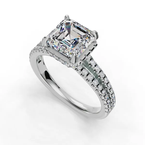 Platinum Asscher Engagement Ring Setting SVS Fine Jewelry Oceanside, NY