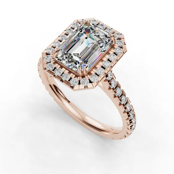 14K Rose Gold Emerald Engagement Ring Setting SVS Fine Jewelry Oceanside, NY