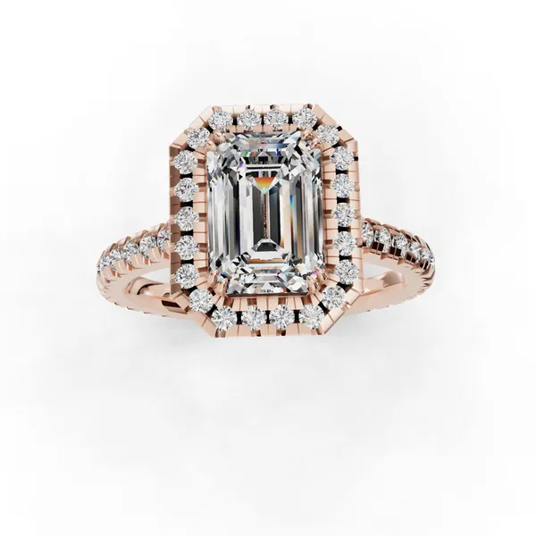 14K Rose Gold Emerald Engagement Ring Setting Image 4 SVS Fine Jewelry Oceanside, NY