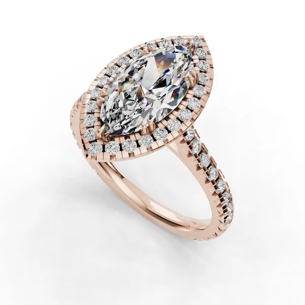 14K Rose Gold Marquise Engagement Ring Setting SVS Fine Jewelry Oceanside, NY