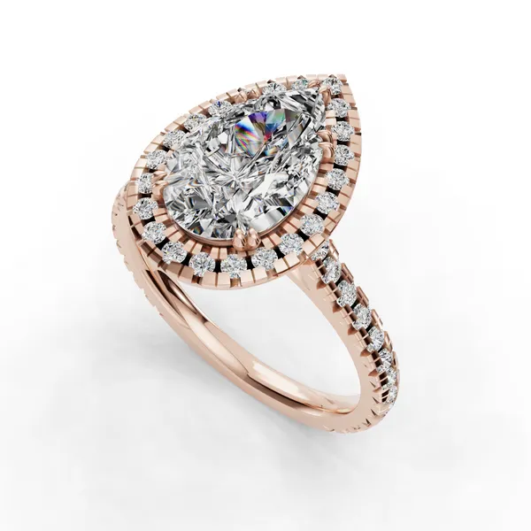 14K Rose Gold Pear Engagement Ring Setting SVS Fine Jewelry Oceanside, NY