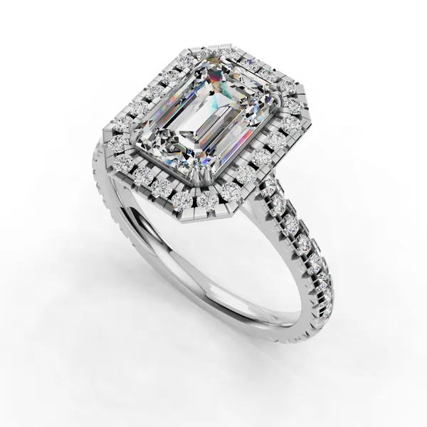 14K White Gold Emerald Engagement Ring Setting SVS Fine Jewelry Oceanside, NY