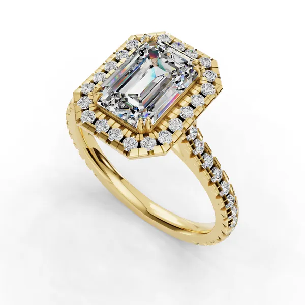 14K Yellow Gold Emerald Engagement Ring Setting SVS Fine Jewelry Oceanside, NY