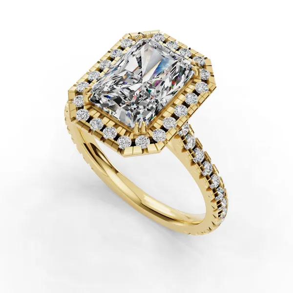 14K Yellow Gold Radiant Engagement Ring Setting SVS Fine Jewelry Oceanside, NY