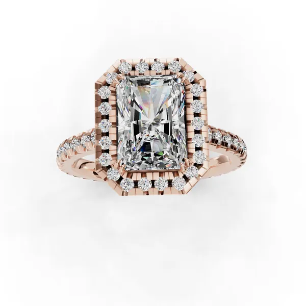 18K Rose Gold Radiant Engagement Ring Setting Image 4 SVS Fine Jewelry Oceanside, NY