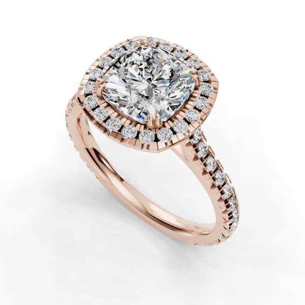 18K Rose Gold Cushion Engagement Ring Setting SVS Fine Jewelry Oceanside, NY