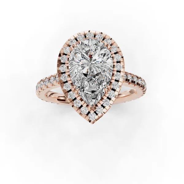 18K Rose Gold Pear Engagement Ring Setting Image 4 SVS Fine Jewelry Oceanside, NY