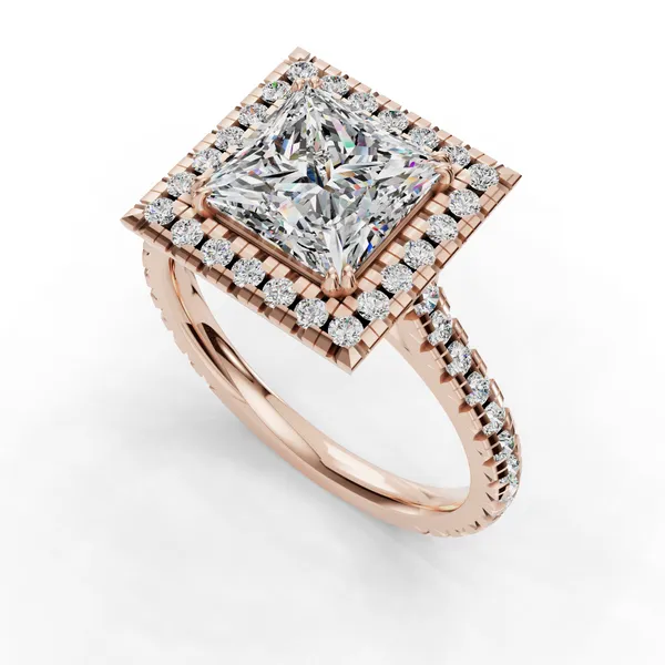 18K Rose Gold Princess Engagement Ring Setting SVS Fine Jewelry Oceanside, NY